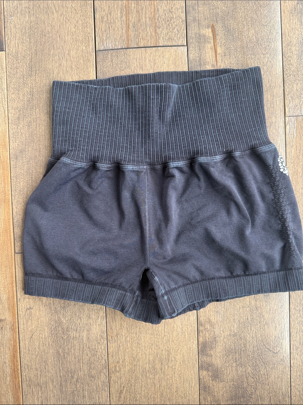 FP Movement by Free People Black Ribbed High-Waist Athletic Shorts